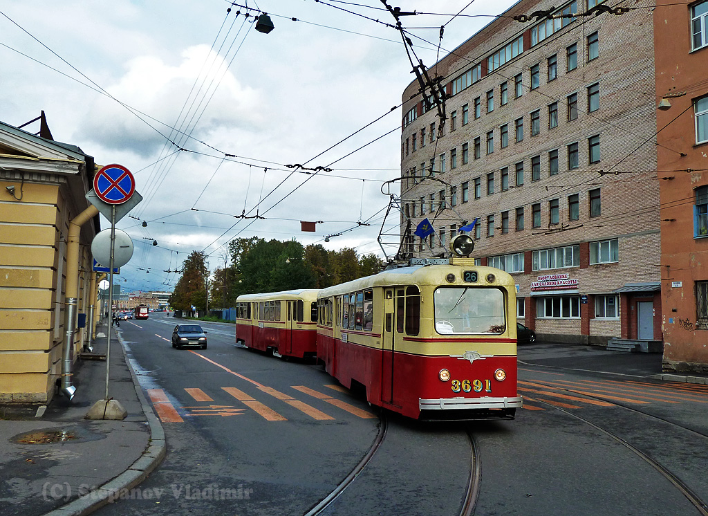 Saint-Pétersbourg, LM-49 N°. 3691; Saint-Pétersbourg — Petersburg tram 105 anniversary, parade of cars
