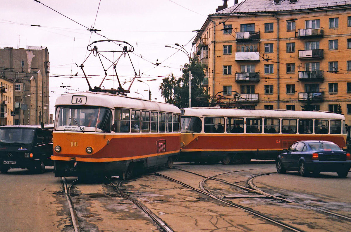 Тверь, Tatra T3SU № 108; Тверь — Тверской трамвай на рубеже XX и XXI вв. (2000 — 2001 гг.); Тверь — Трамвайные линии: Центральный район