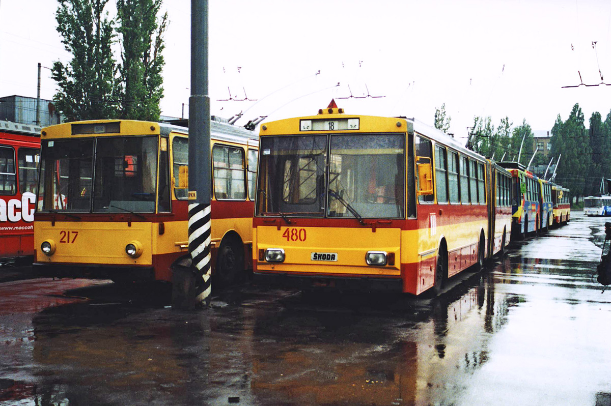 Киев, Škoda 14Tr02 № 217; Киев, Škoda 15Tr03/6 № 480; Киев — Исторические фотографии