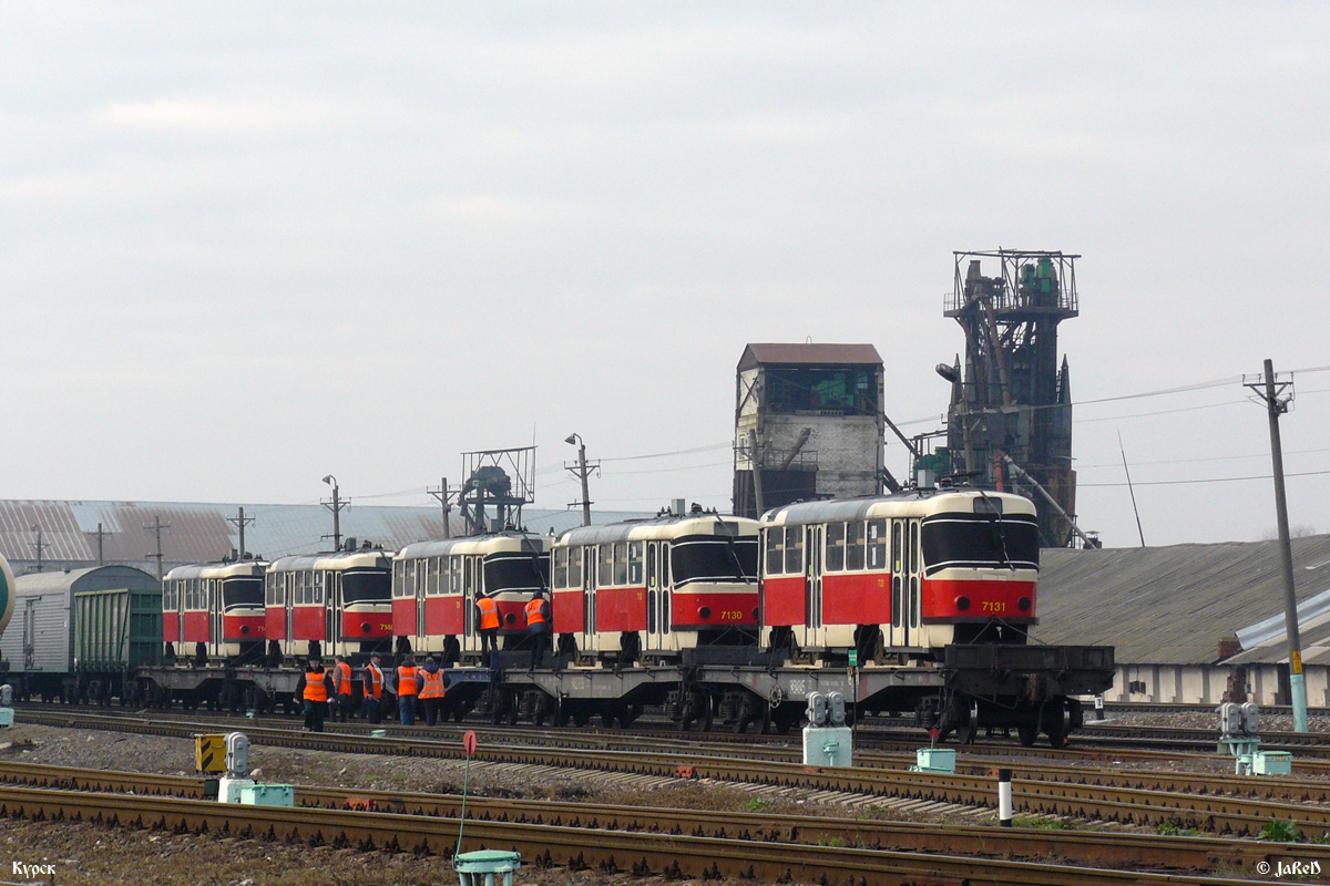 Kurszk, Tatra T3SUCS — 7131; Kurszk, Tatra T3SUCS — 7130; Kurszk — Arriving Tatra T3 from Prague