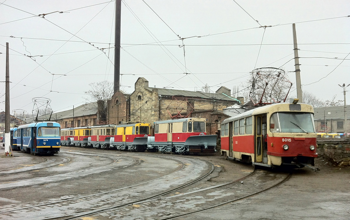Одесса, Tatra T3R.P № 3279; Одесса, Tatra T3SU № 5015; Одесса — Трамвайное депо № 1 и ОРЗЭТ