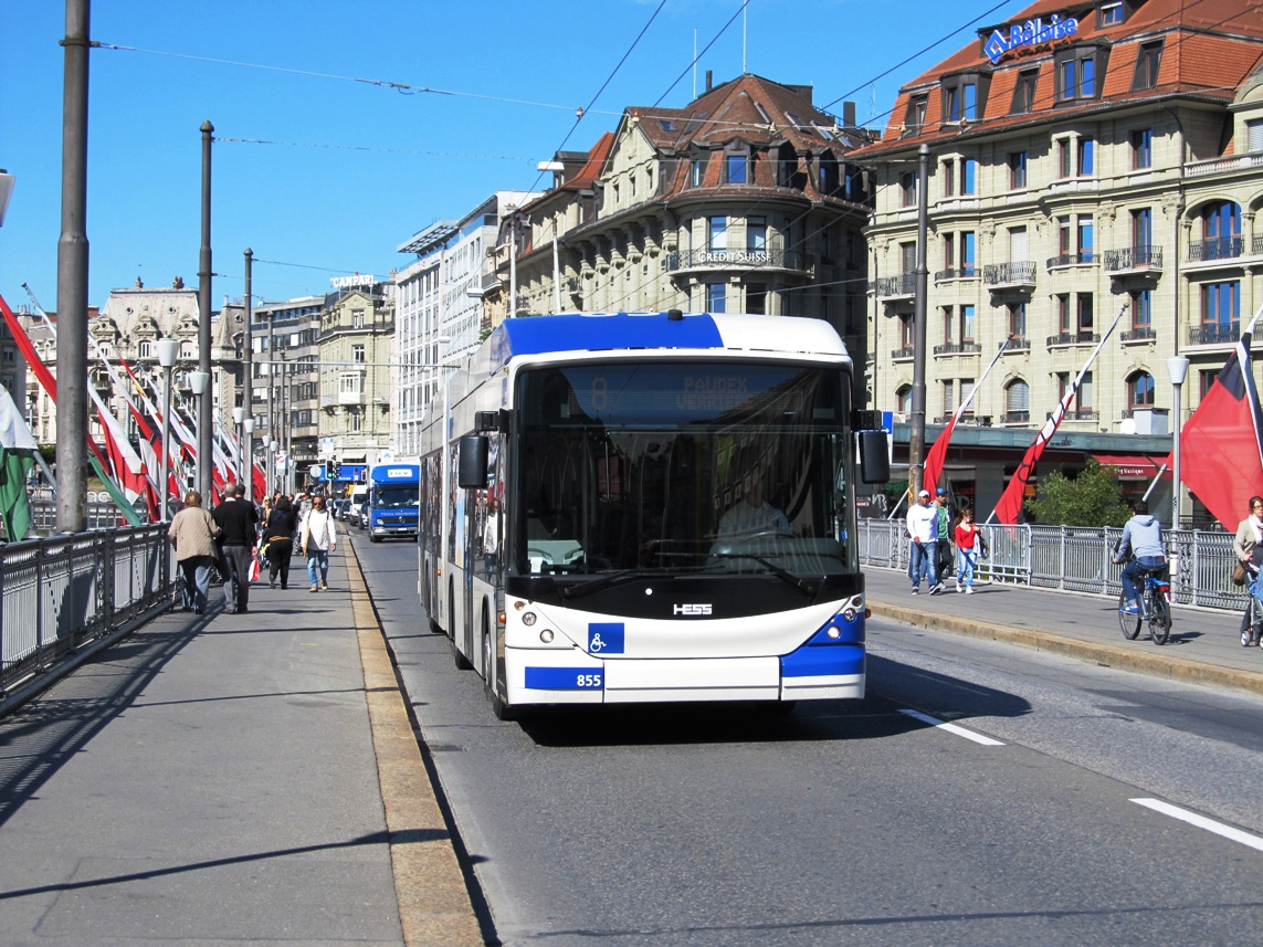 Lausanne, Hess SwissTrolley 3 (BGT-N2C) № 855
