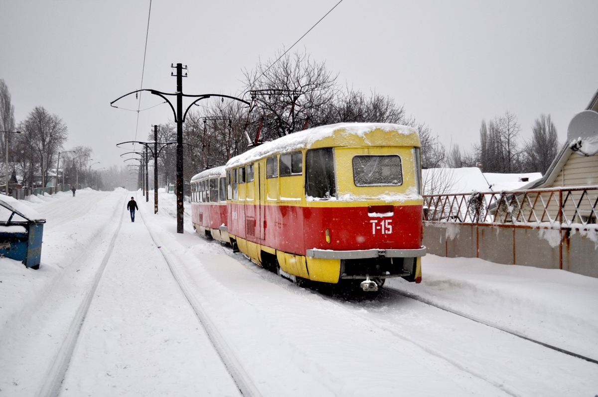 Донецк, Tatra T3SU (двухдверная) № Т-15; Донецк — Снегопад-2013