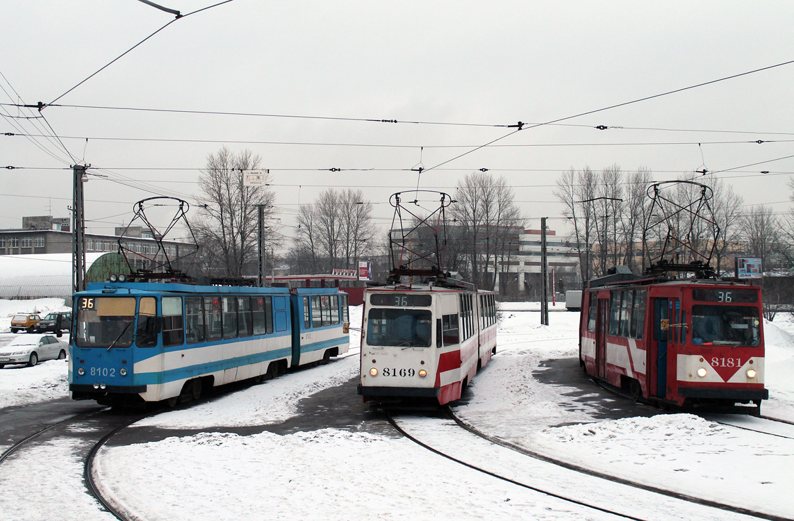 Санкт-Петербург, 71-147К (ЛВС-97К) № 8102; Санкт-Петербург, ЛВС-86К № 8169; Санкт-Петербург, ЛВС-86К № 8181