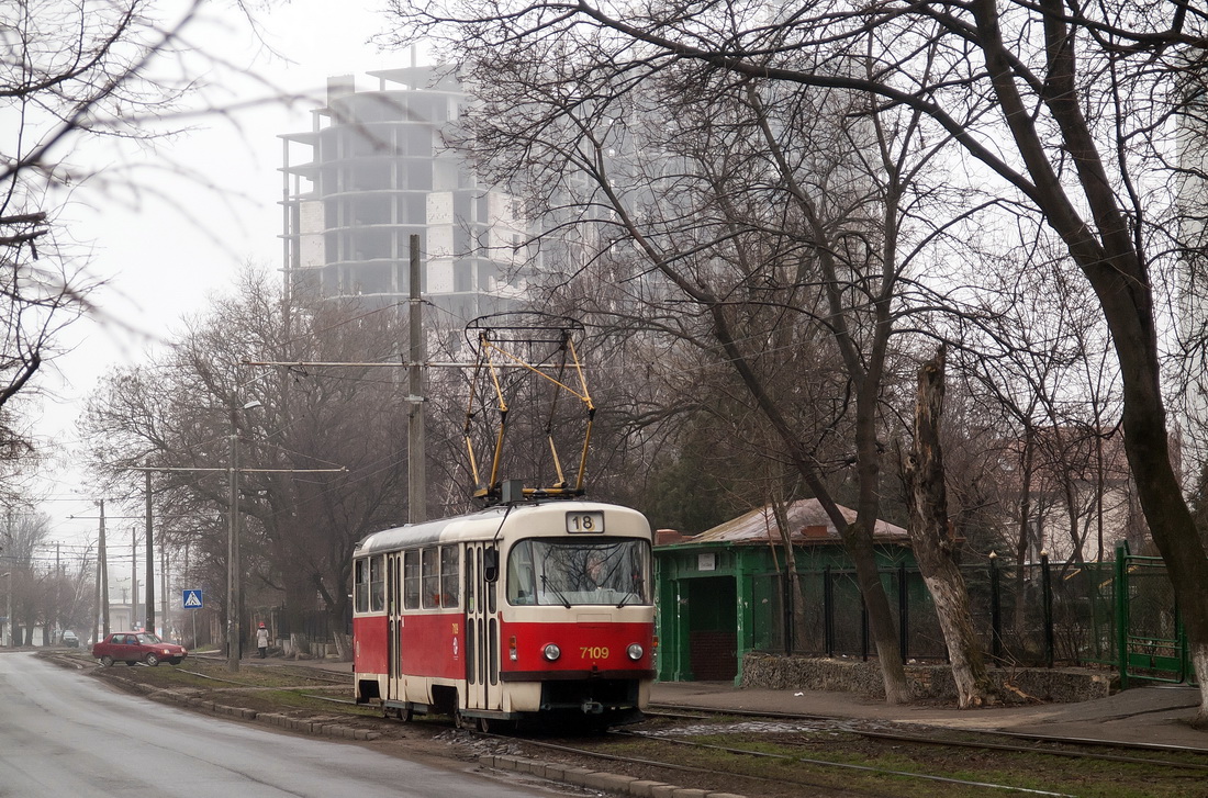Одесса, Tatra T3SUCS № 7109; Одесса — Трамвайные линии; Одесса — Трамвайные линии: Большой Фонтан