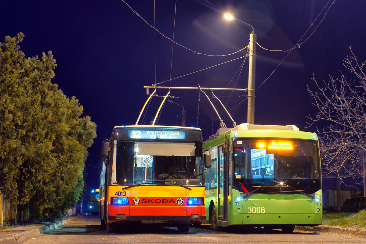 Odessa, Škoda 21Tr Nr 4013; Odessa, Trolza-5265.00 “Megapolis” Nr 3008