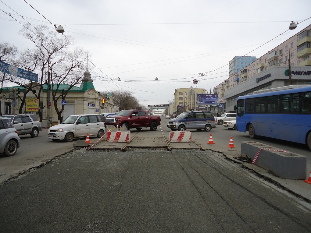 Владивосток — Демонтаж трамвайных путей