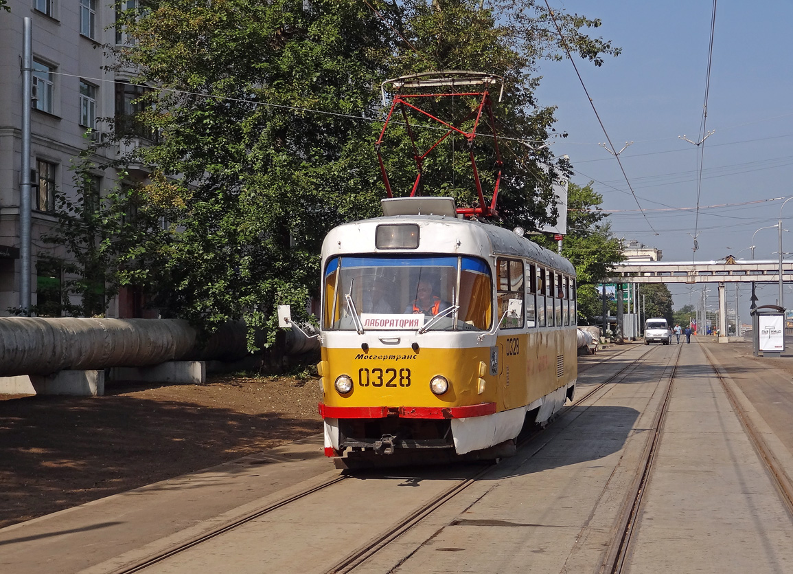 Moskva, Tatra T3SU č. 0328; Moskva — Reconstruction of the tram line on Volokolamskoe highway in the section from Panfilovа street to Alabyana street