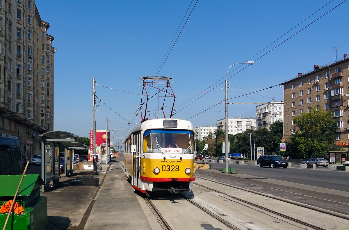 Москва, Tatra T3SU № 0328; Москва — Переустройство трамвайной линии на Волоколамском шоссе на участке от улицы Панфилова до улицы Алабяна