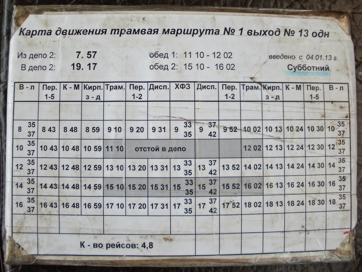 Chabarowsk — Timetables (tram)