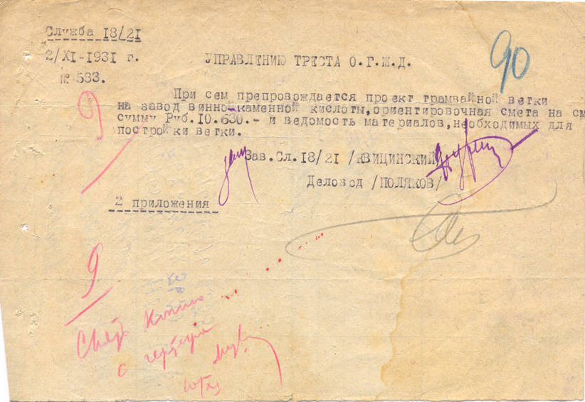 Одесса — Документы — корреспонденция с заводом виннокаменной кислоты (1932)