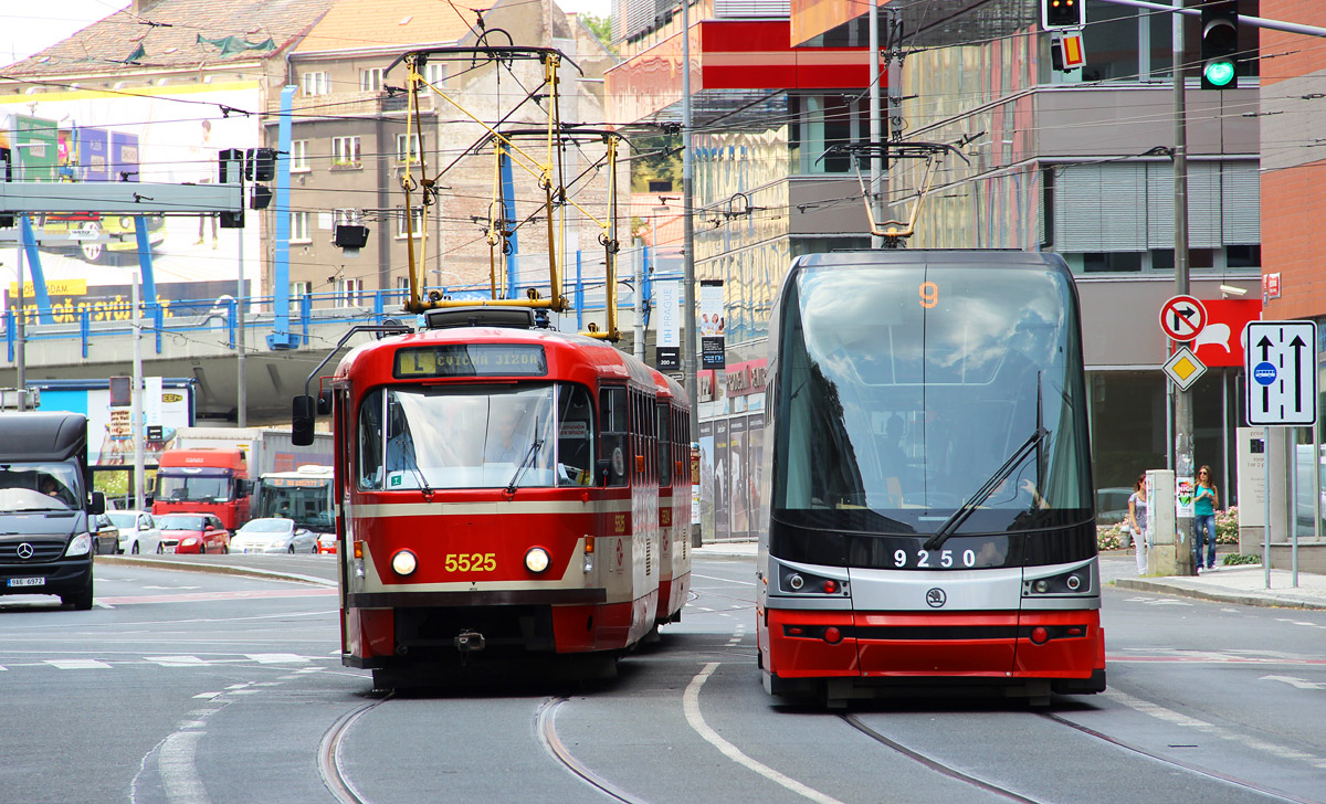 Praha, Tatra T3R.P # 5525; Praha, Škoda 15T3 ForCity Alfa Praha # 9250