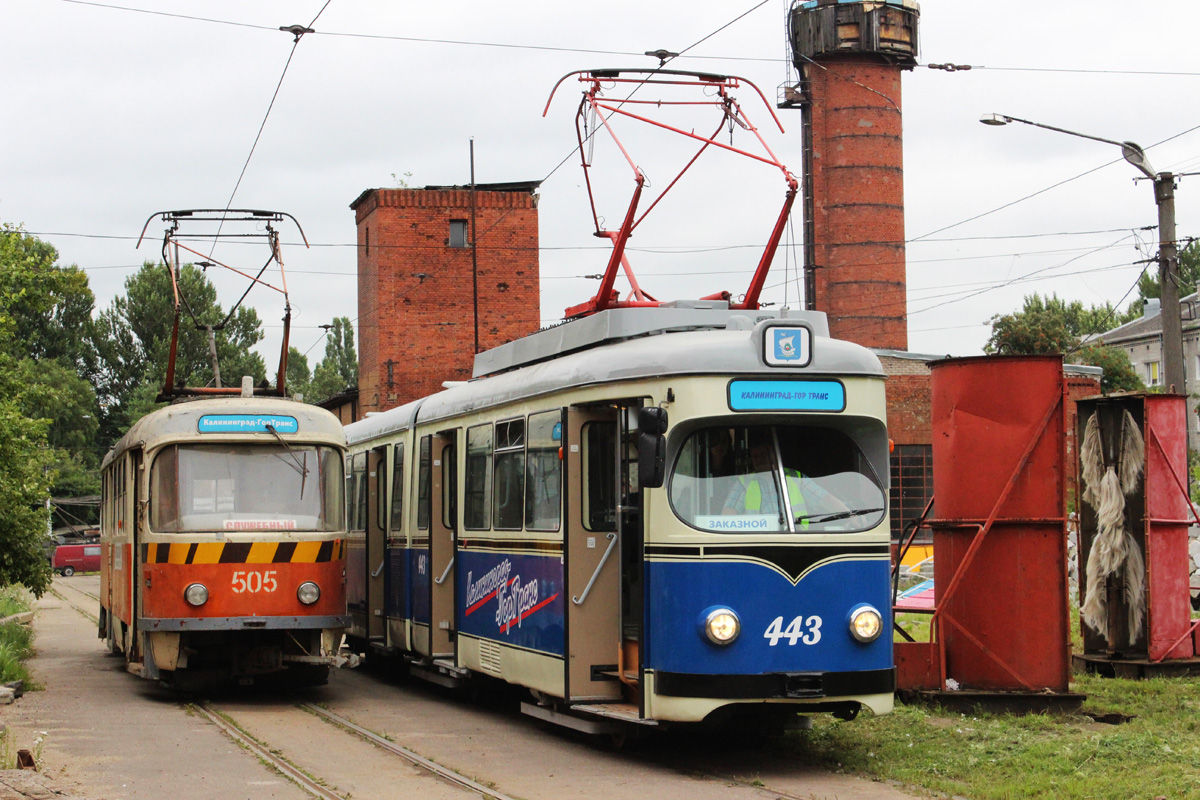 Калининград, Tatra T4D № 505; Калининград, Duewag GT6 № 443