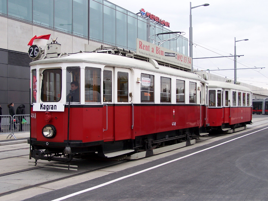 Wien, Simmering Type M Nr. 4149; Wien — Opening of the new line 26 Kagraner Platz — Hausfeldstrasse