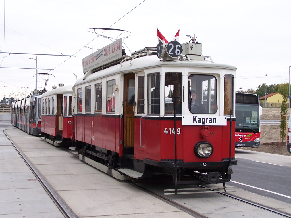Vienna, Simmering Type M # 4149; Vienna — Opening of the new line 26 Kagraner Platz — Hausfeldstrasse