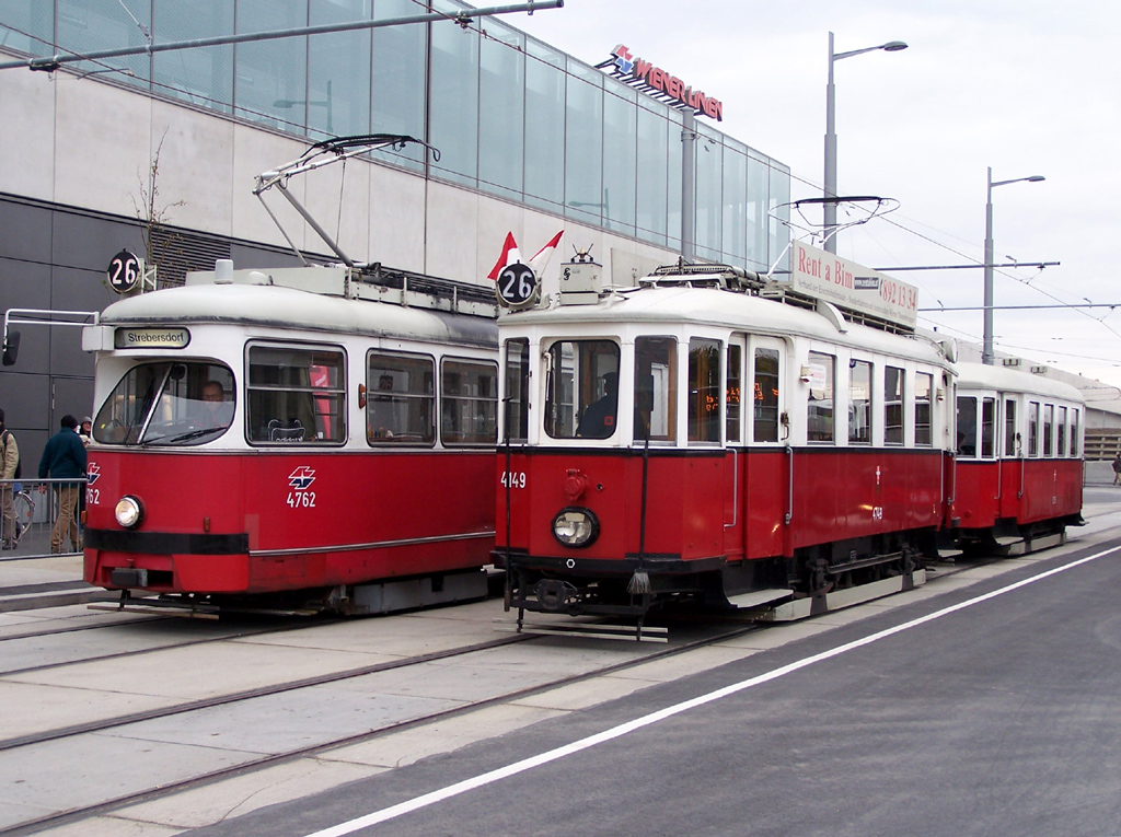 Вена, SGP Type E1 № 4762; Вена, Simmering Type M № 4149; Вена — Открытие новой линии 26 Kagraner Platz — Hausfeldstrasse