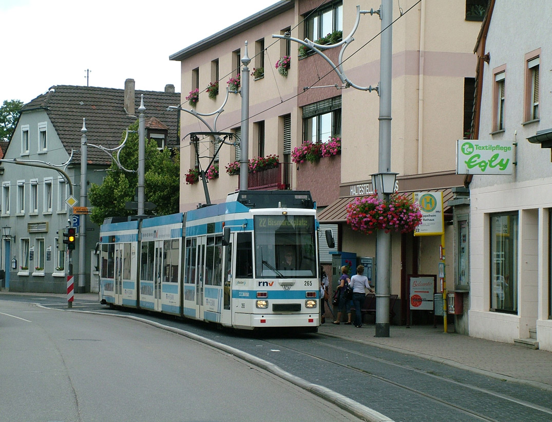 Rhein-Neckar, Duewag MGT6D — 265; Rhein-Neckar — Tramway Lines: Straßenbahn-Gegenverkehr Segments