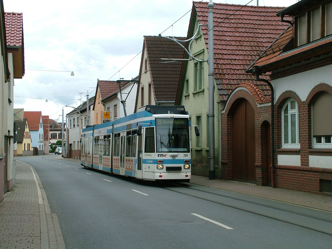 Rhein-Neckar, Duewag MGT6D — 264; Rhein-Neckar — Tramway Lines: Straßenbahn-Gegenverkehr Segments