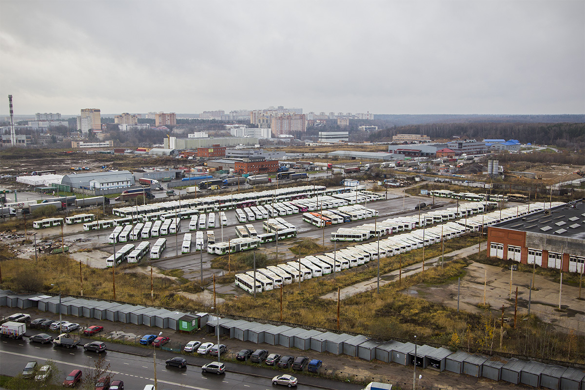Moscow — Construction of an electric bus (trolleybus) depot in Mitino district; Moscow — Views from a height