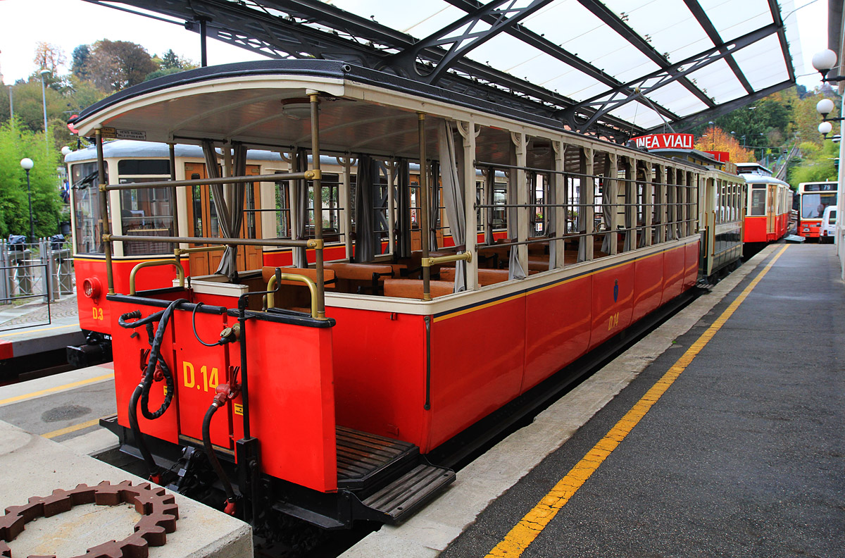 Turin, 4-axle trailer car # D.14; Turin — Ferrovia a cremagliera — Tranvia Sassi-Superga