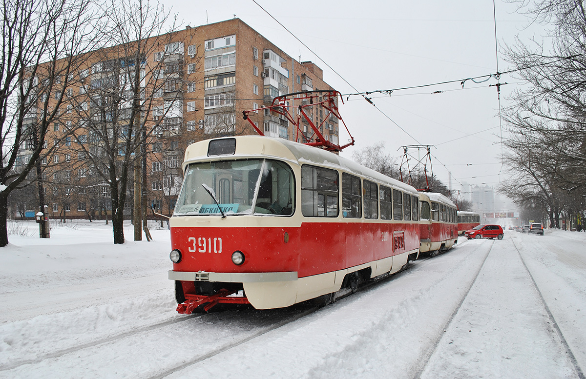 Донецк, Tatra T3SU (двухдверная) № 3910; Донецк — Снегопад-2014