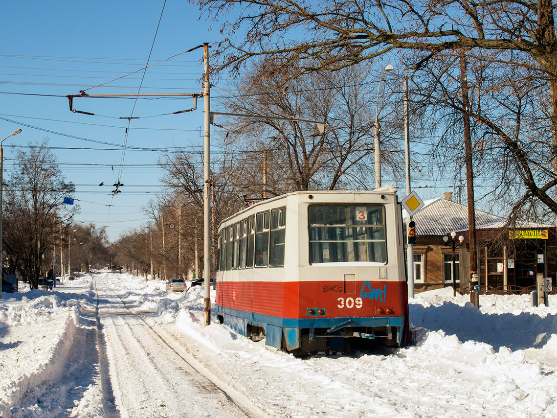Taganrog, 71-605 (KTM-5M3) Nr 309; Taganrog — 29.01.2014 Снегопад и его последствия.