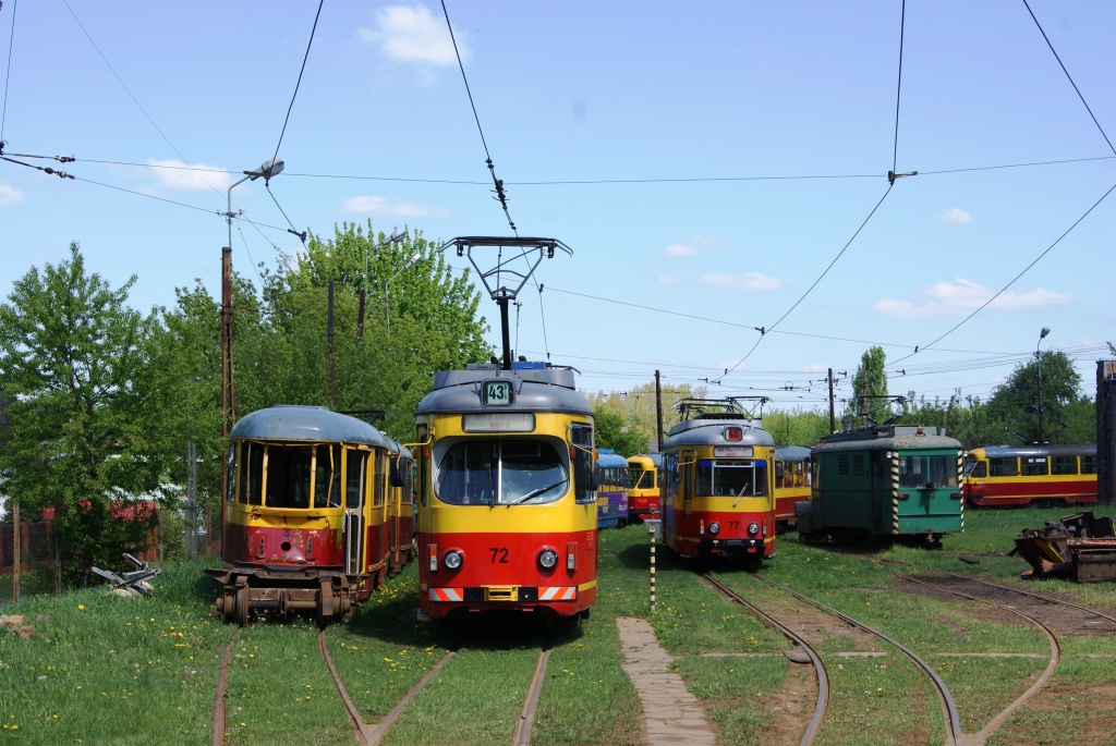 Łódź, Konstal 803N № 4; Łódź, Duewag GT6 № 72; Łódź, Duewag GT6ZR № 77; Łódź, Konstal 2N № 101; Łódź — Brus depot