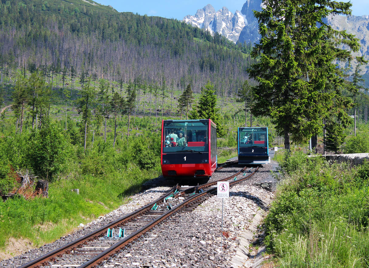 Tatry Wysokie, Gangloff Nr 1; Tatry Wysokie — Track and infrastructure of the funicular • Trať a infraštruktúra lanovej dráhy