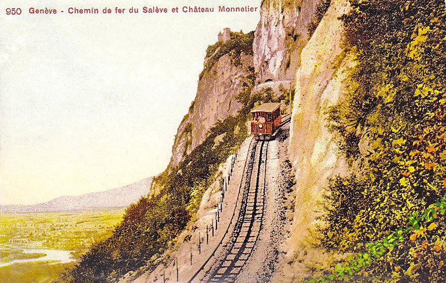 Genewa — Old photos; Genewa — Rack railway Chemin de fer du Salève