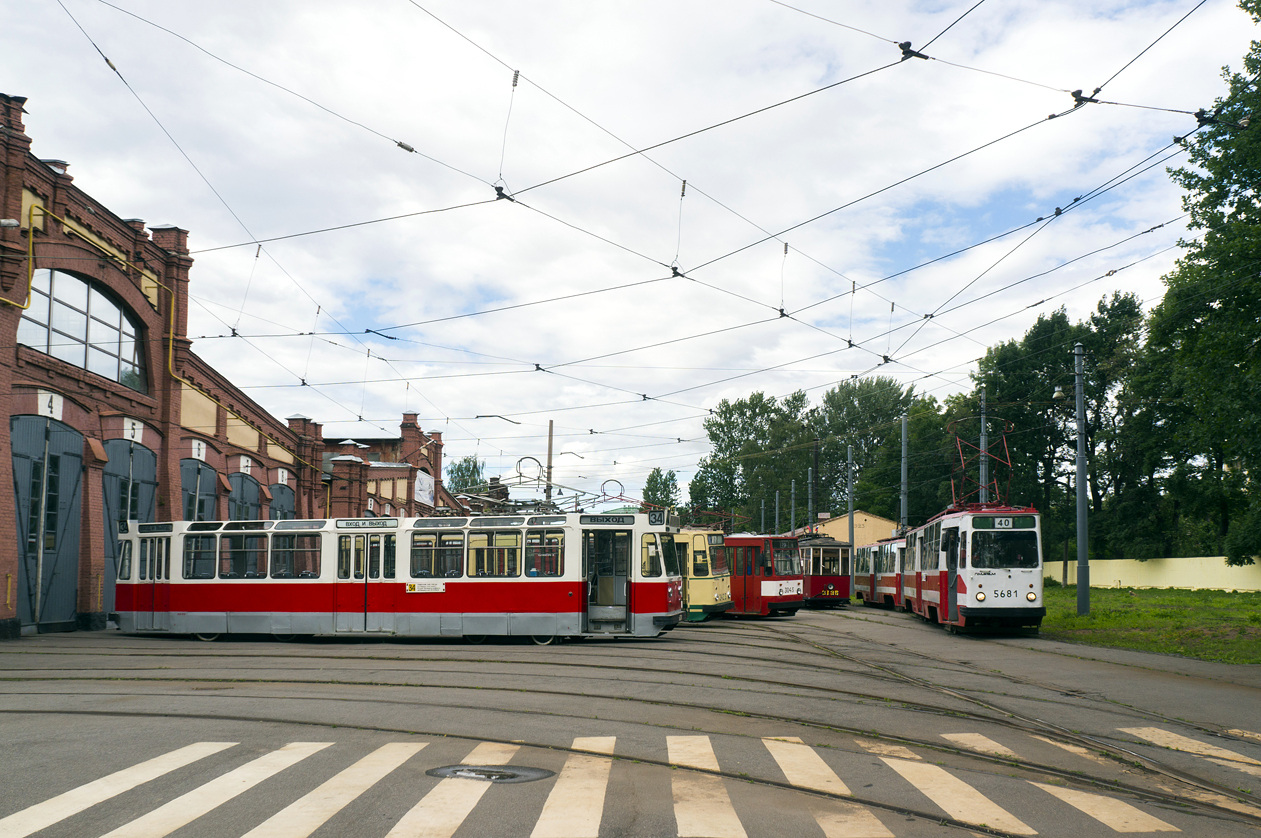 Petrohrad, LM-68 č. 6249; Petrohrad — Charter ride with LM-68M 5681+5448 in Strelna and Kupchino; Petrohrad — Exposition-exhibition complex of urban electric transport (ex. Museum)