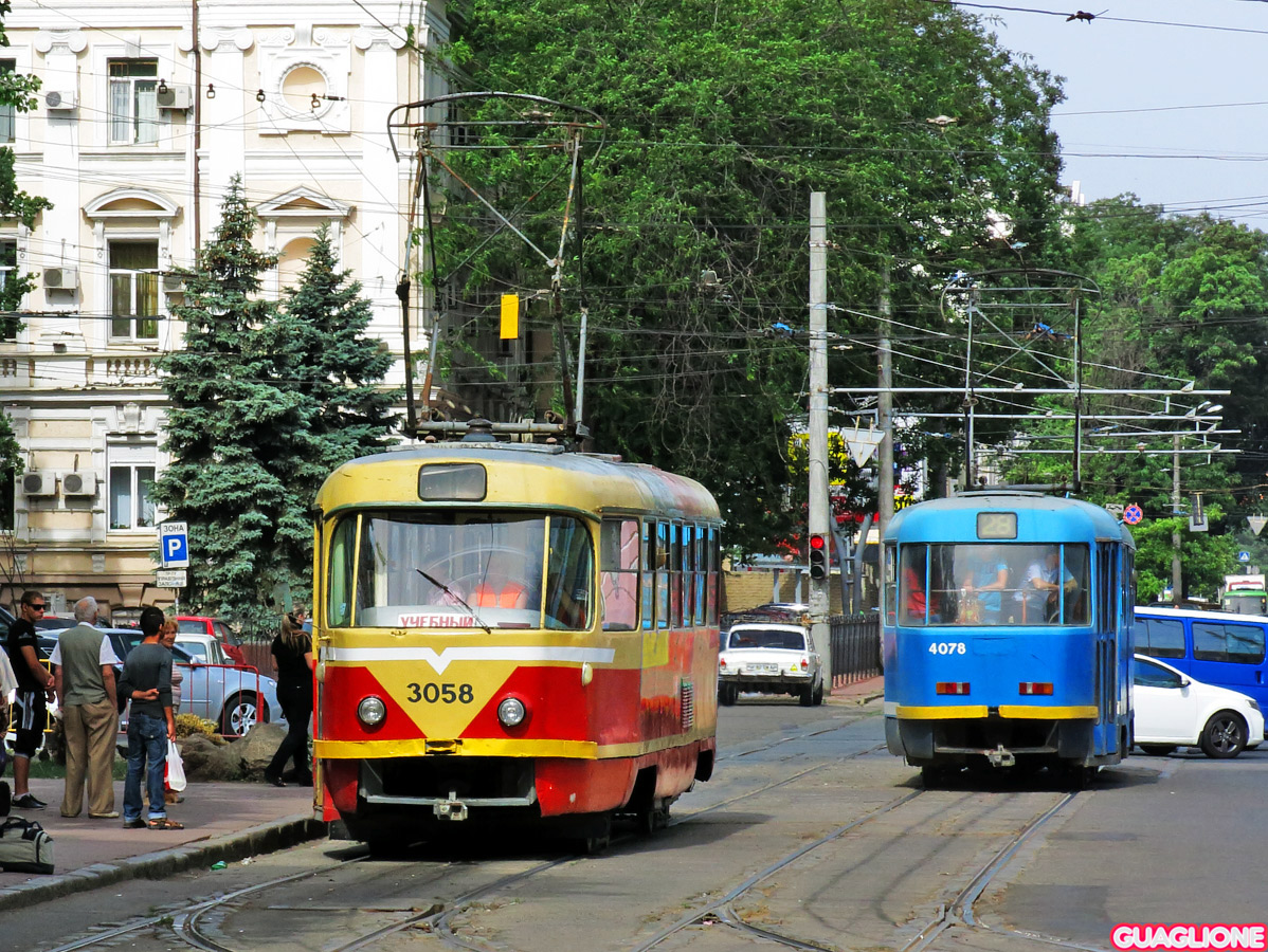 Одесса, Tatra T3SU (двухдверная) № 3058; Одесса, Tatra T3R.P № 4078