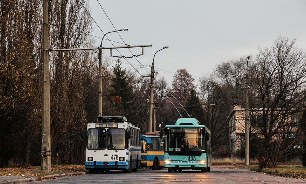 Černihiv, YMZ T2 č. 478; Černihiv, Etalon T12110 “Barvinok” č. 485; Černihiv — Tour dedicated to 50th anniversary of Chernihiv trolleybus