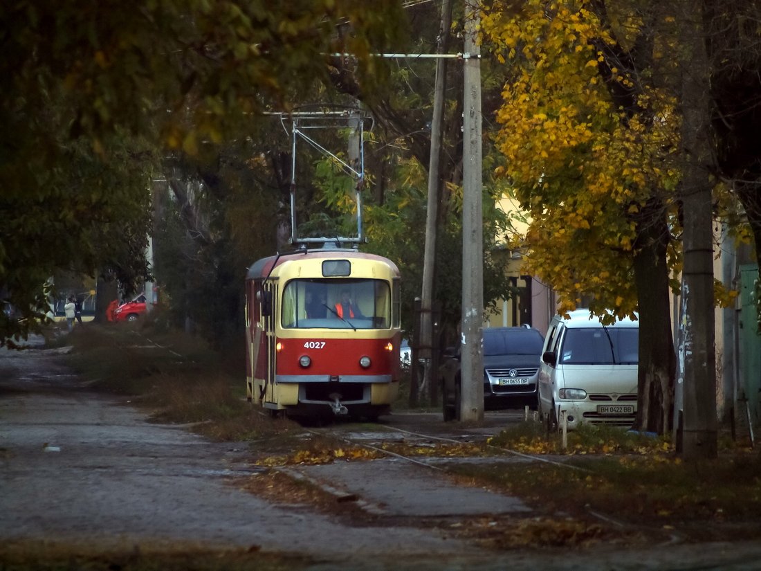 Одесса, Tatra T3SU № 4027; Одесса — 03.11.2012 — Золотая осень в Одессе; Одесса — Трамвайные линии: Центр → Слободка