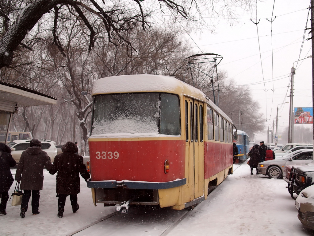 Одесса, Tatra T3SU (двухдверная) № 3339; Одесса — 27.12–30.12.2014 — Снегопад и его последствия