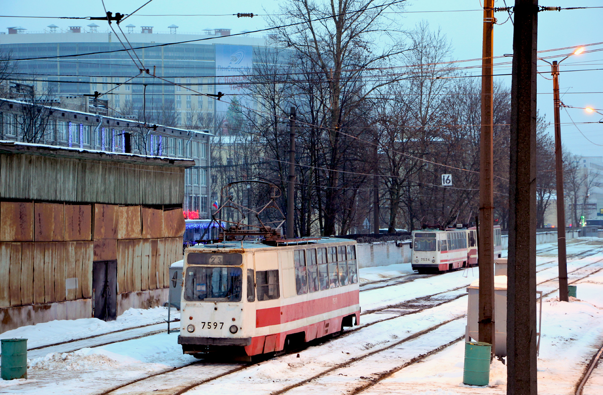 Санкт-Петербург, ЛМ-68М № 7597; Санкт-Петербург — Трамвайный парк № 7