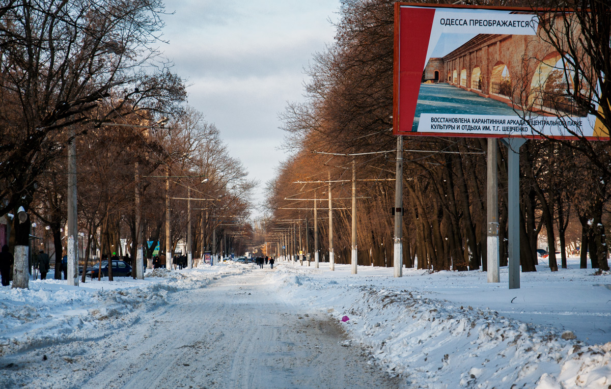Odesa — 27.12–30.12.2014 — Snowfall and Its Aftermath; Odesa — Tramway lines; Odesa — Tramway Lines: Velykyi Fontan; Odesa — Trolleybus Lines