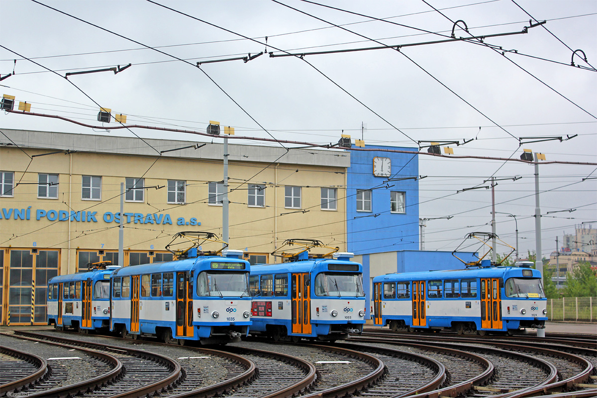 Острава, Tatra T3G № 1035; Острава, Tatra T3G № 1033; Острава, Tatra T3G № 1029; Острава — Трамвайное депо: Moravská Ostrava — Křivá