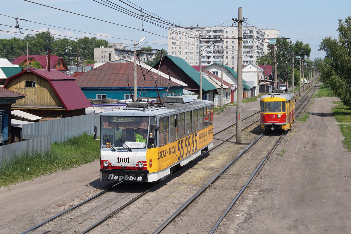 Барнаул, Tatra T6B5SU № 1001; Барнаул, Tatra T3SU № 1127