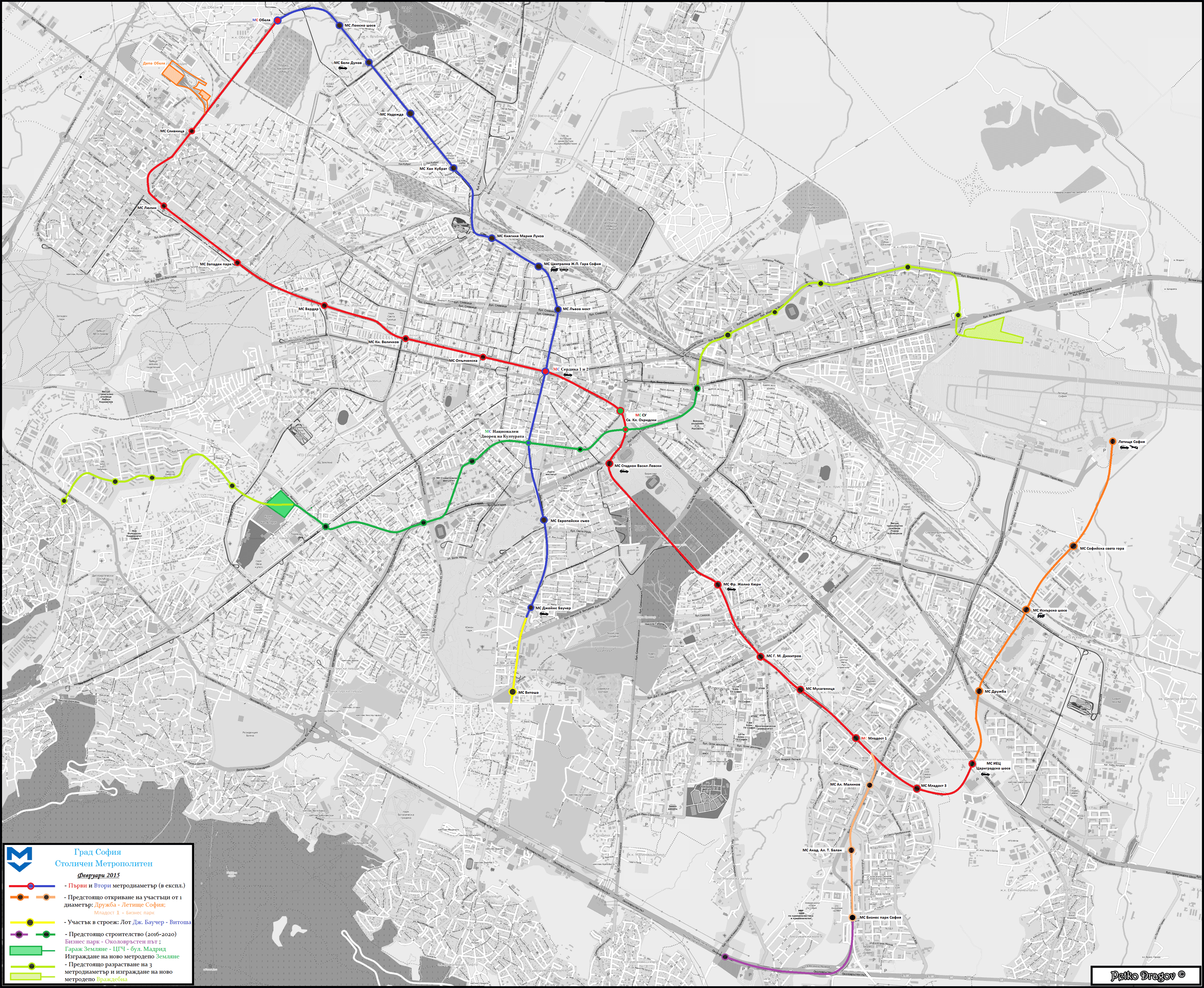 Карты, созданные с использованием OpenStreetMap; София — Общие схемы — Метрополитен