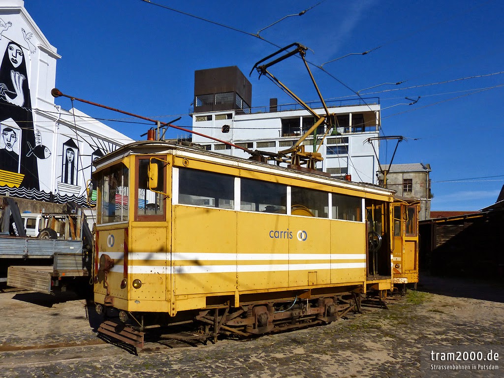 Lisszabon, Carris 2-axle service car (Zorra) — Z-1; Lisszabon — Tram — Estação de Santo Amaro (depot)