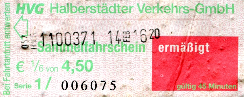 Halberstadt — Tickets • Fahrscheine