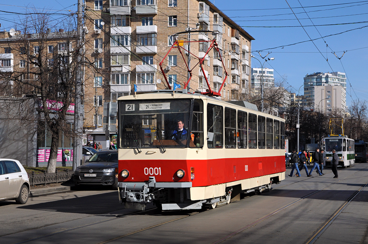 Maskava, Tatra T6B5SU № 0001; Maskava — Parade to116 years of Moscow tramway on April 11, 2015