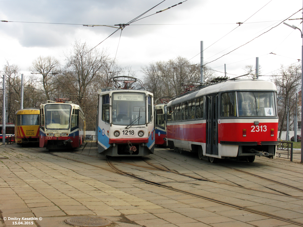 Moskau, 71-608KM Nr. 1218; Moskau, Tatra T3SU Nr. 0226; Moskau, 71-619A Nr. 2137; Moskau, MTTA-2 Nr. 2313