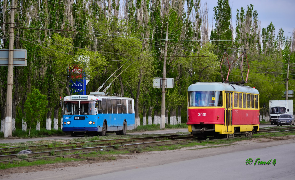 Volgograd, ZiU-682G-016 (012) № 3280; Volgograd, Tatra T3SU (2-door) № 3001