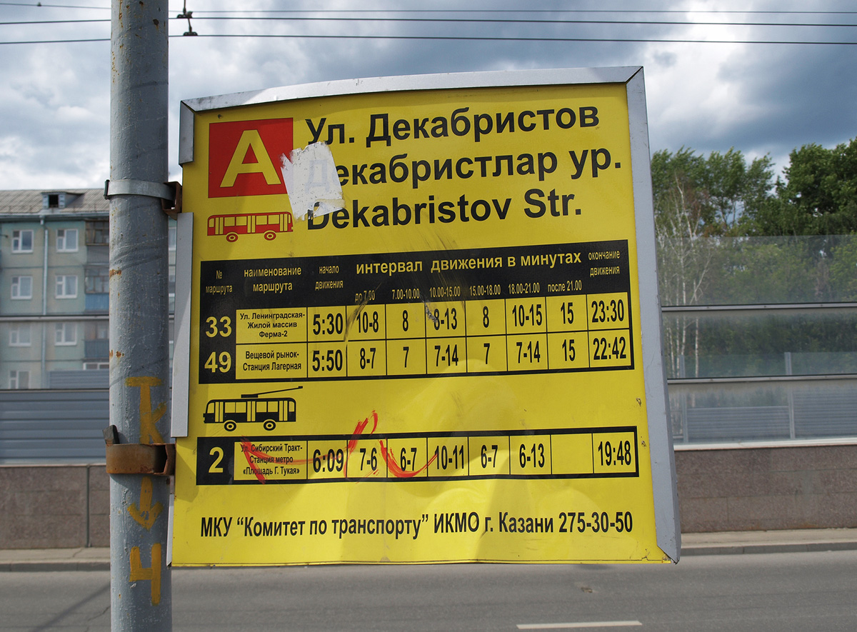 Kazaň — Route and station signs