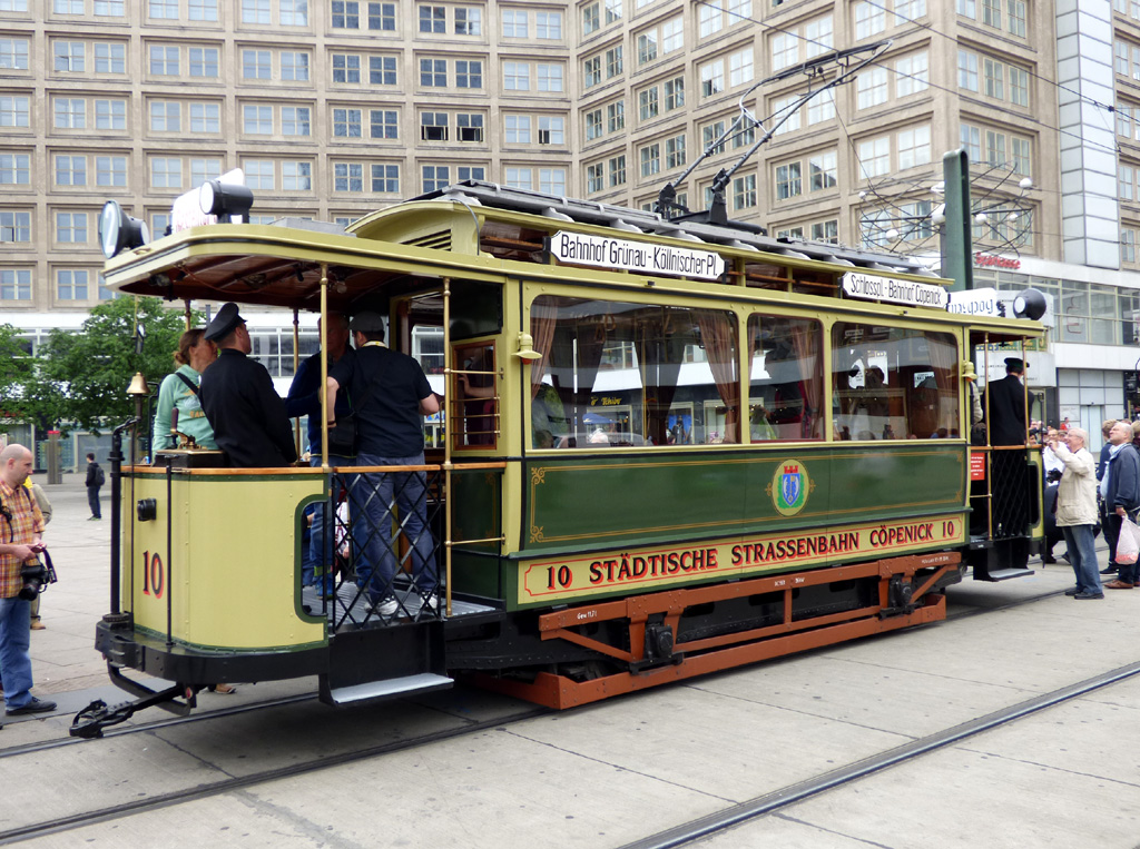 Berlin, Herbrand 2-axle motor car # 10; Berlin — Festivities for tram's 150th anniversary • Feierlichkeiten 150 Jahre Strassenbahn
