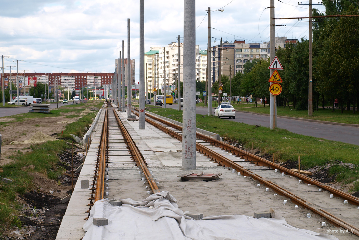 Lviv — Building of tram line to Sykhiv neigborhood