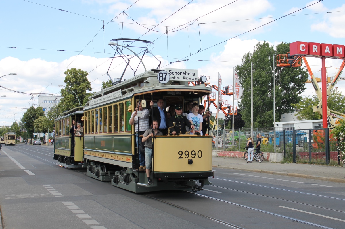 Berliin, Herbrand 4-axle motor car № 2990; Berliin — Festivities for tram's 150th anniversary • Feierlichkeiten 150 Jahre Strassenbahn