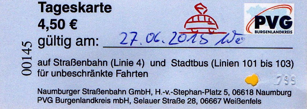 Naumburg — Tickets • Fahrscheine