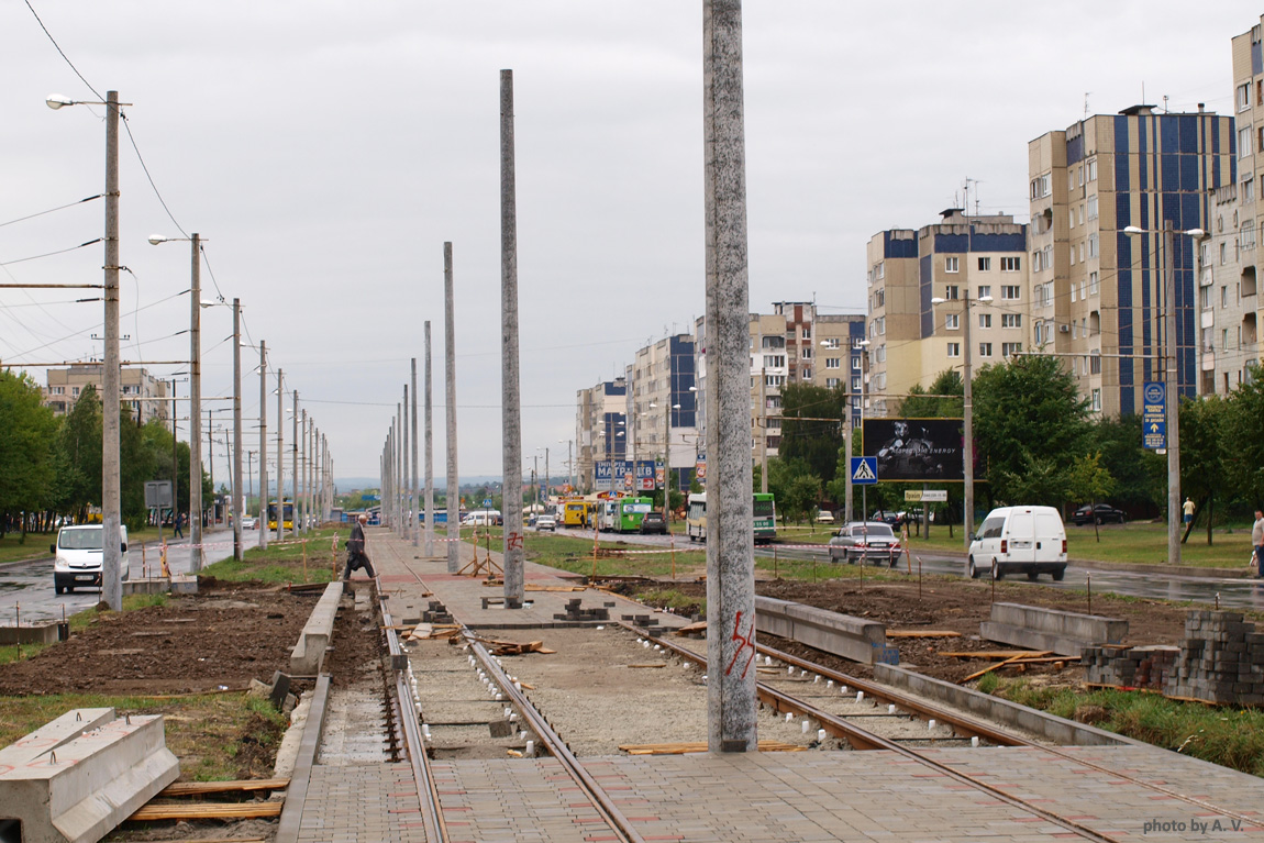 Lviv — Building of tram line to Sykhiv neigborhood